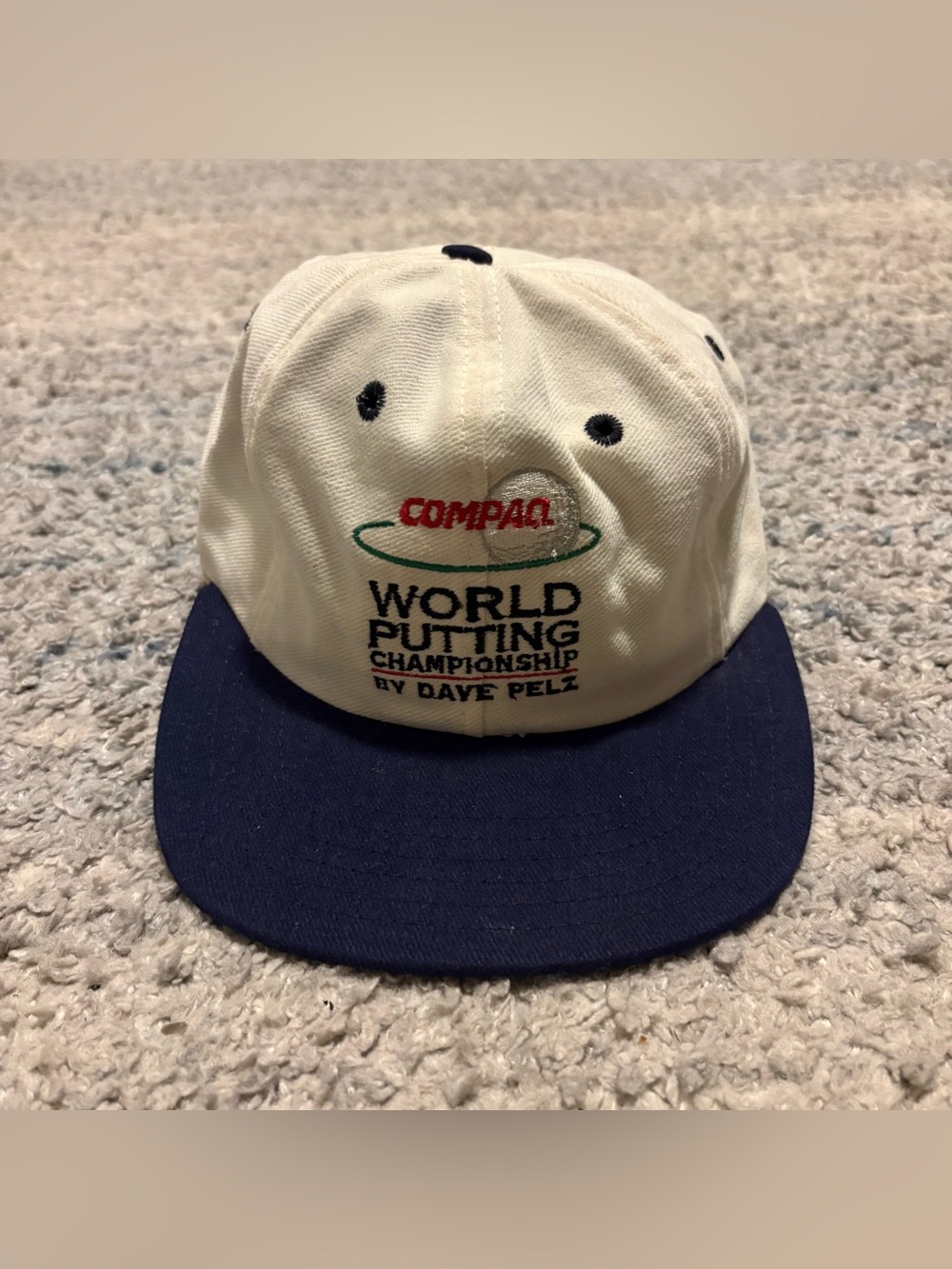 Vintage 90 Compaq World Putting Championship Golf Hat Leather Strapback USA Made